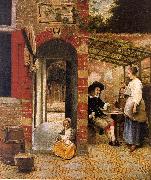 Pieter de Hooch Courtyard with an Arbor and Drinkers France oil painting artist